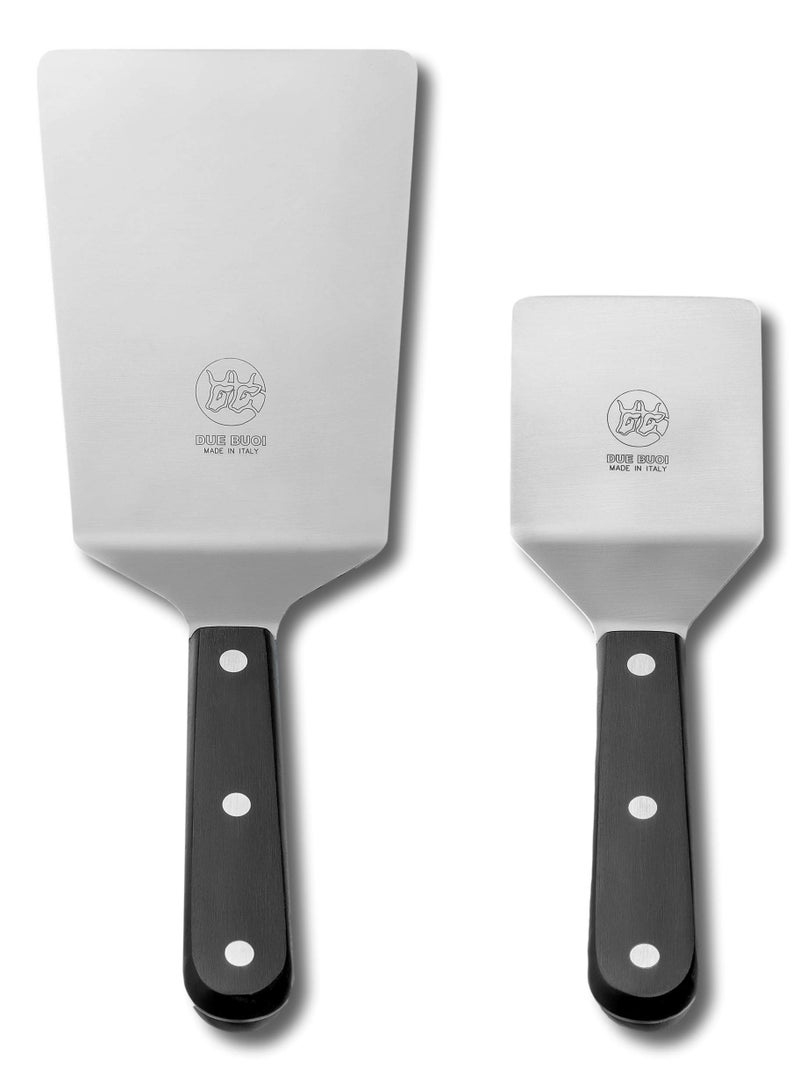 DUE BUOI SET Wide Spatula blade dimension 4"x6"1/3 and Square spatula blade dimension 2"1/2 x 2"1/2 Professional quality restaurant. Kitchen bbq grill griddle pastry. Non-stick Durable. ICQ Approved. - Image 1